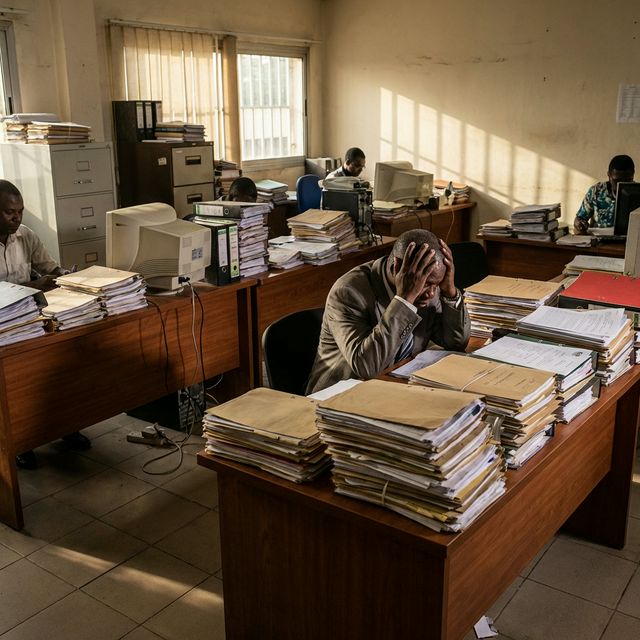 Bureau encombré de papiers
